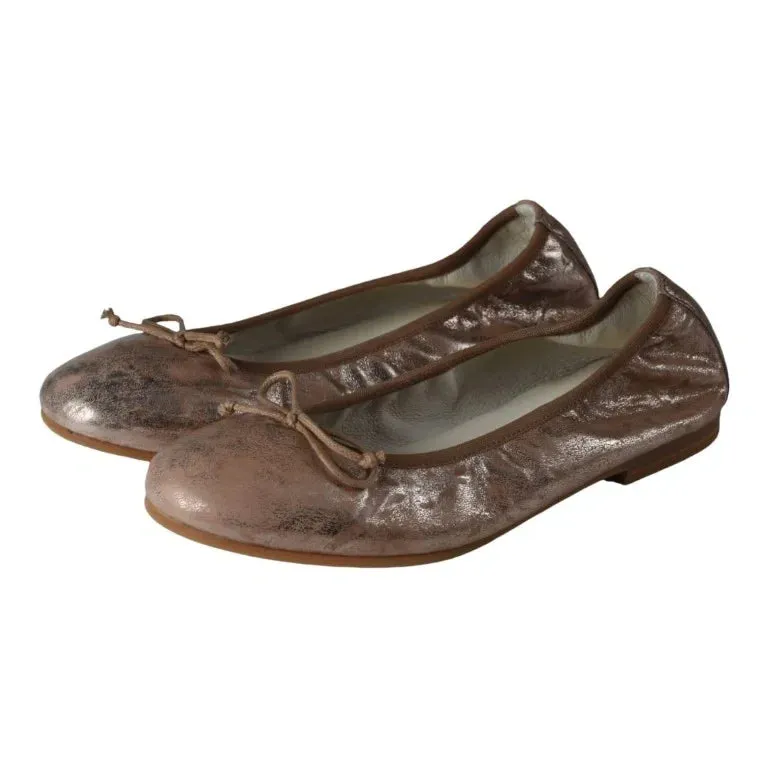 1536 - Taupe Soft Leather Flats for Girl by London Kids