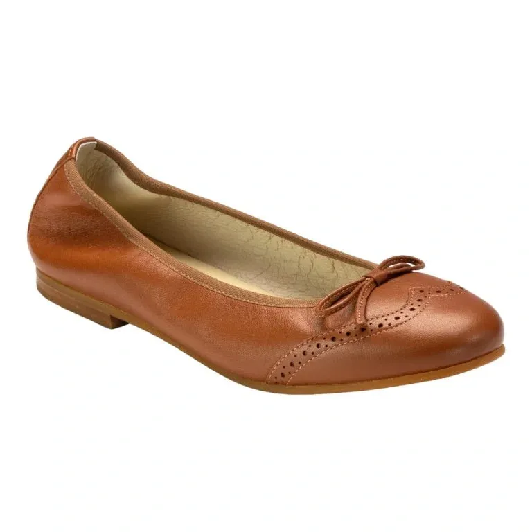 1540 - Tan Soft Leather Flats for Girl by London Kids