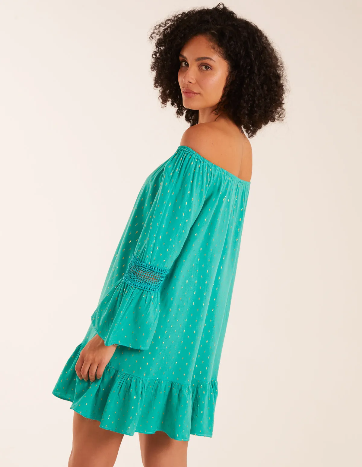 Bardot Tunic Dress With Frill Hem