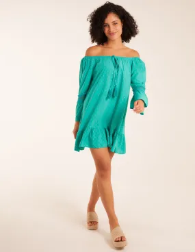 Bardot Tunic Dress With Frill Hem