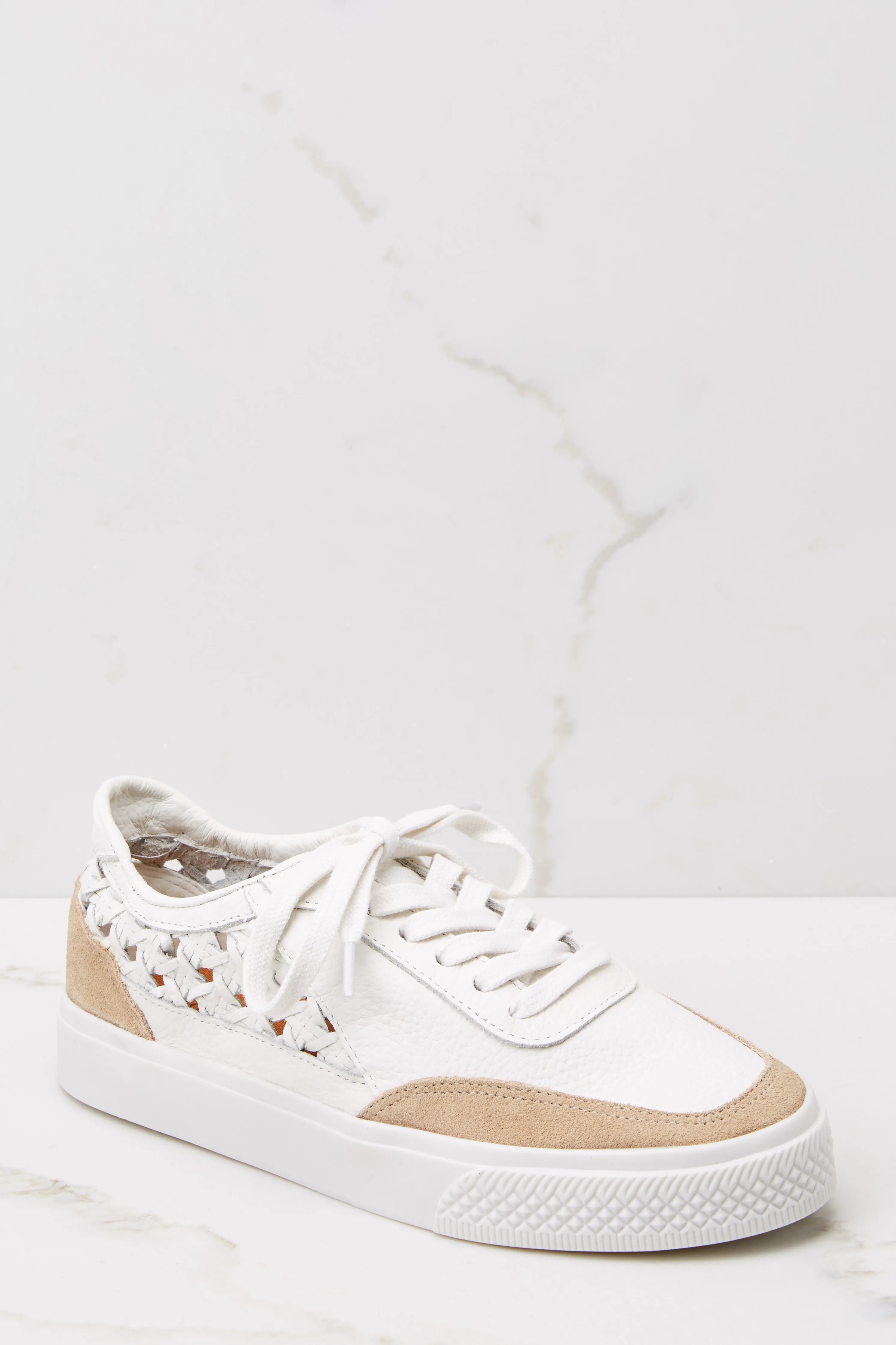 Belinda White Woven Leather Sneaker