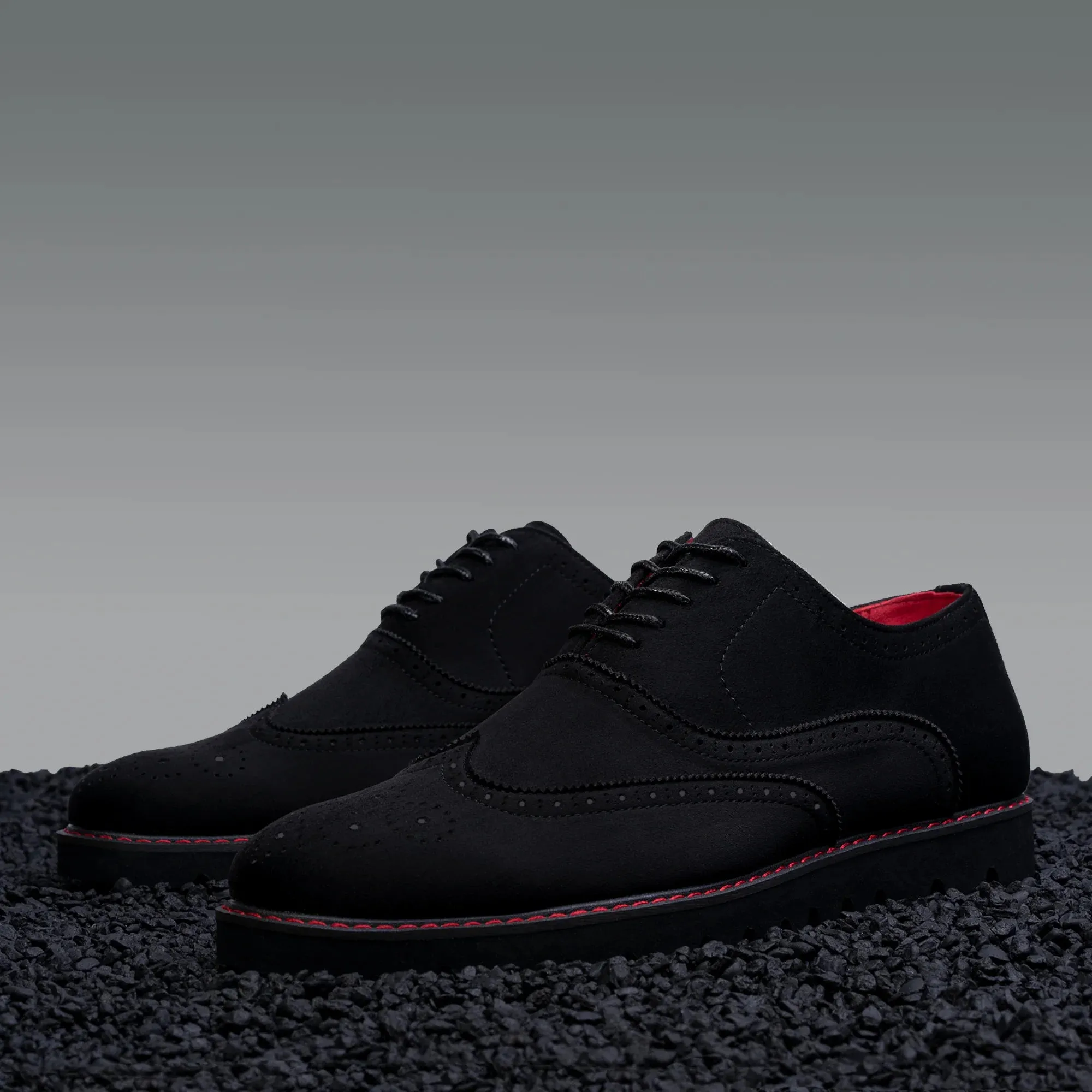 Black Men's Casual Shoes Tayno Suede Lace Up Wingtip Oxford Sneaker Style No-The Paragon