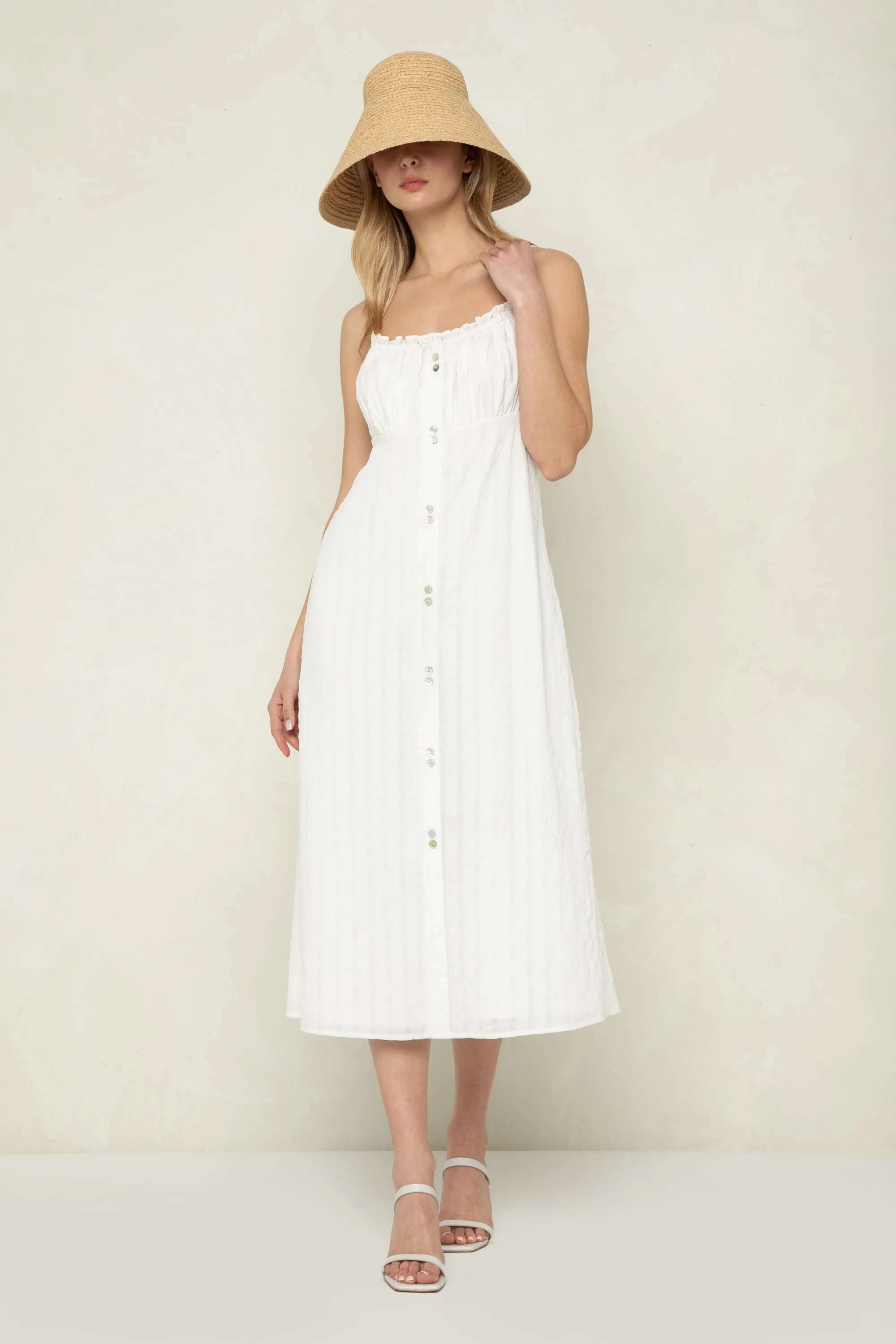 BUTTON FRONT MIDI DRESS