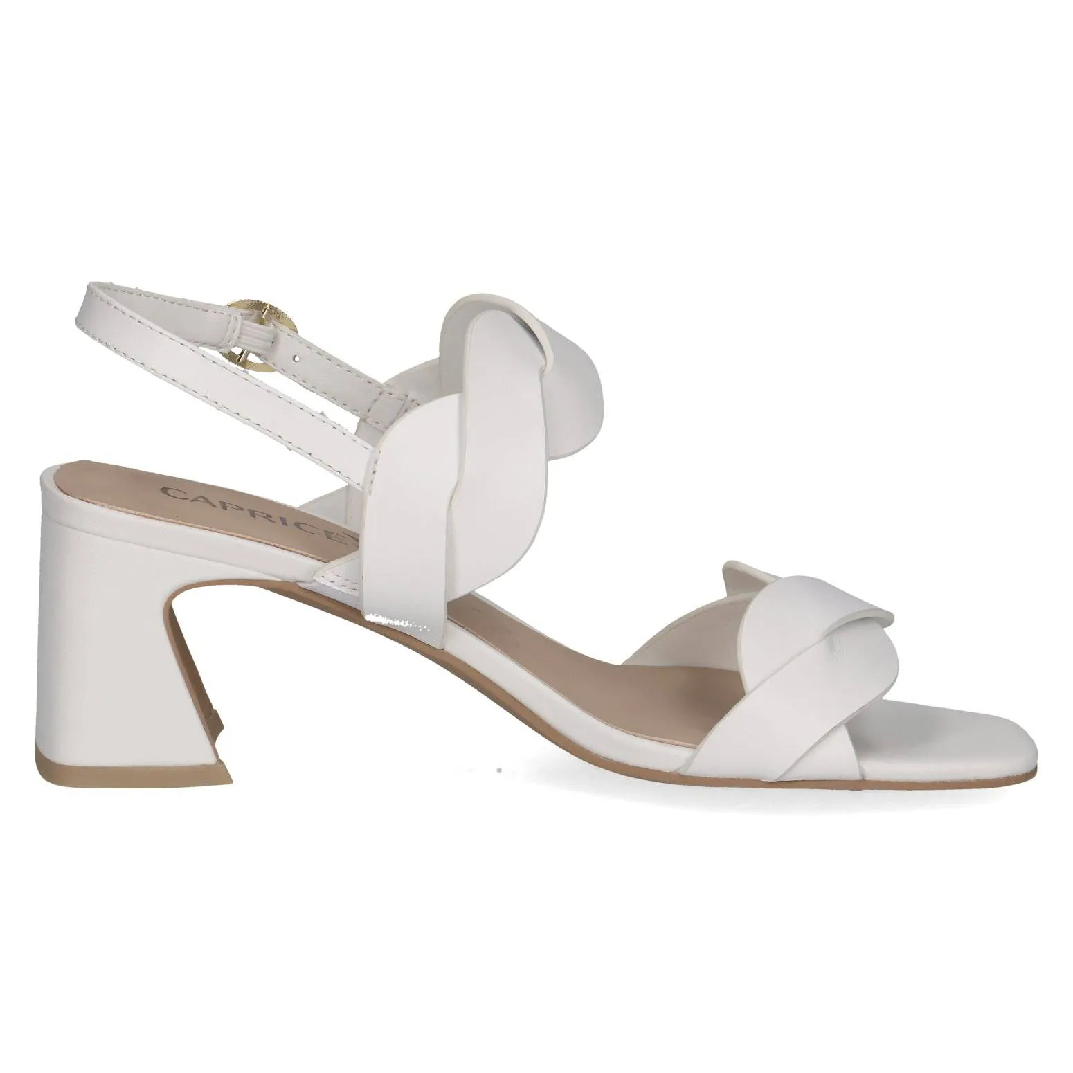 Caprice 9-28317-42 102 Ladies White Leather Buckle Sandals