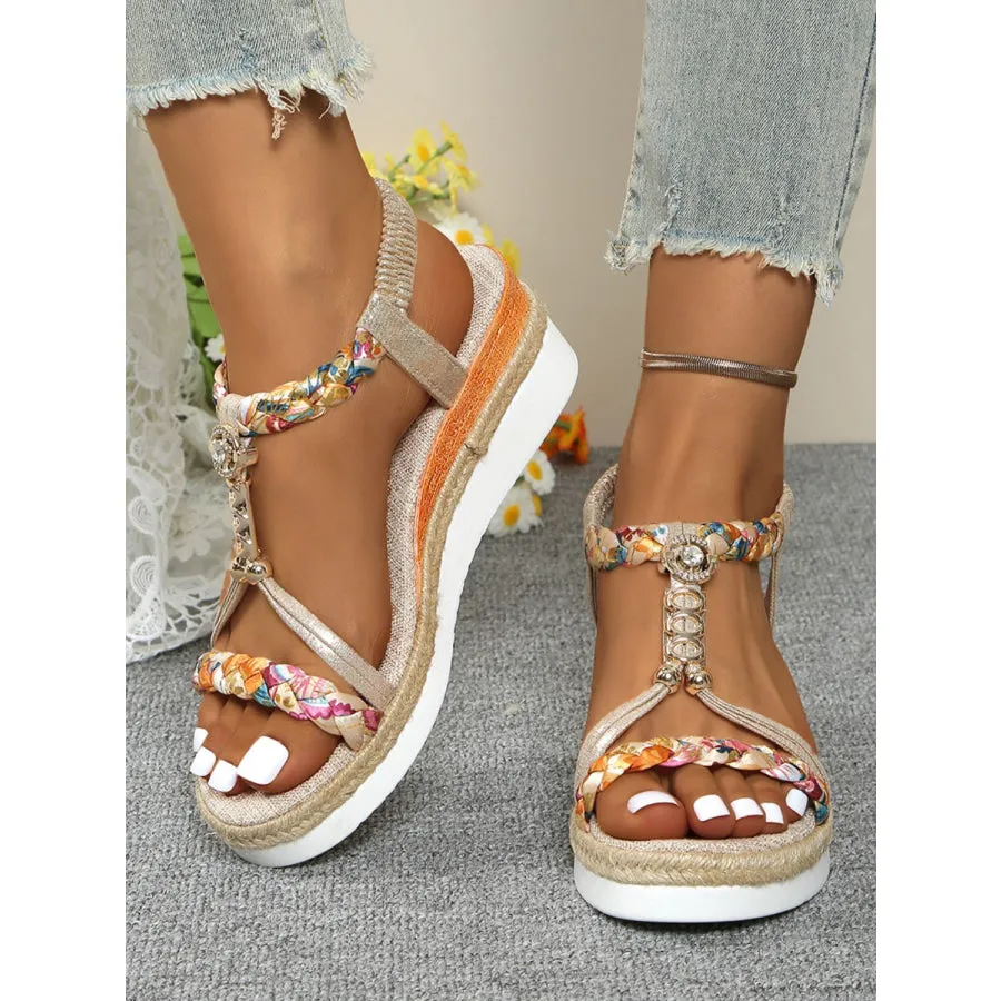 Contrast Woven Wedge Sandals