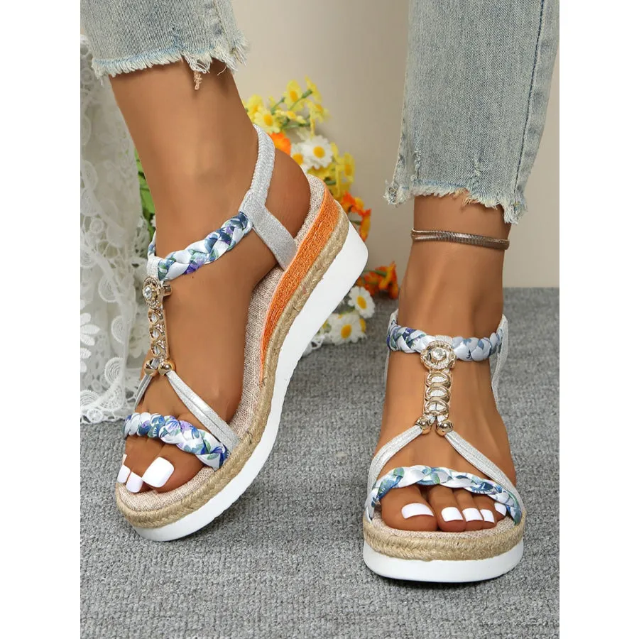 Contrast Woven Wedge Sandals