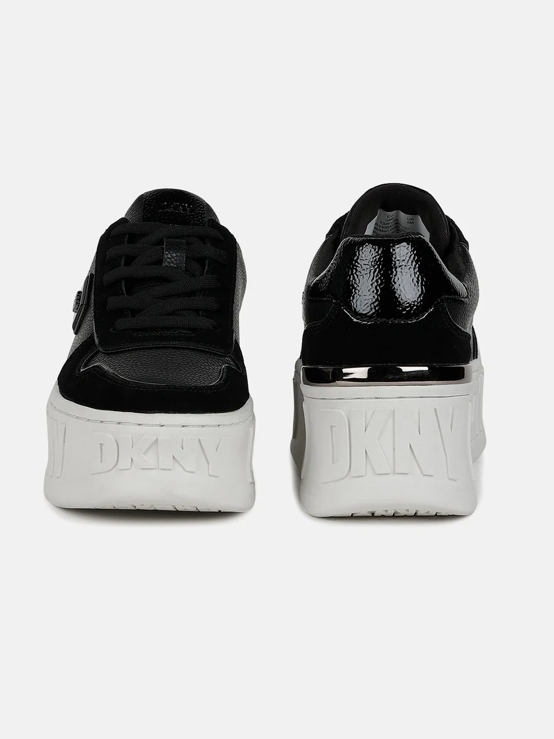 Dkny Women Black Solid Round Toe Lace-Ups Sneakers