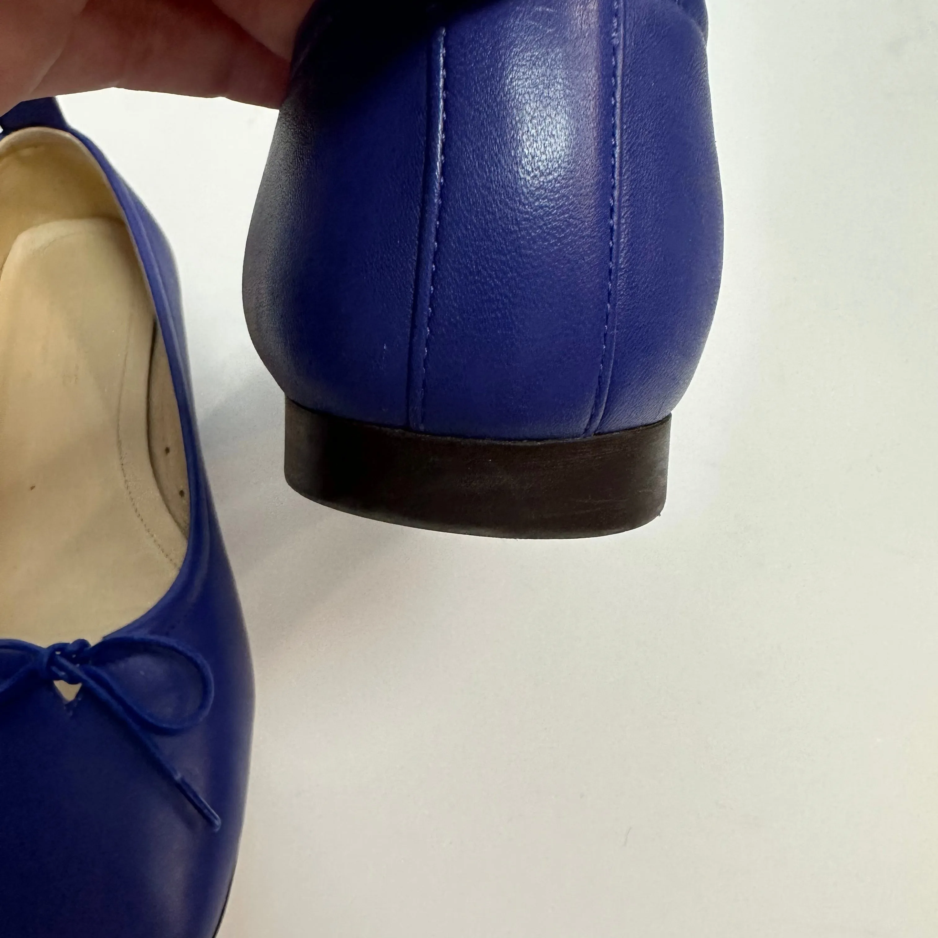 Everlane Day Ballet Flats Leather Bow Cobalt Royal Blue 6