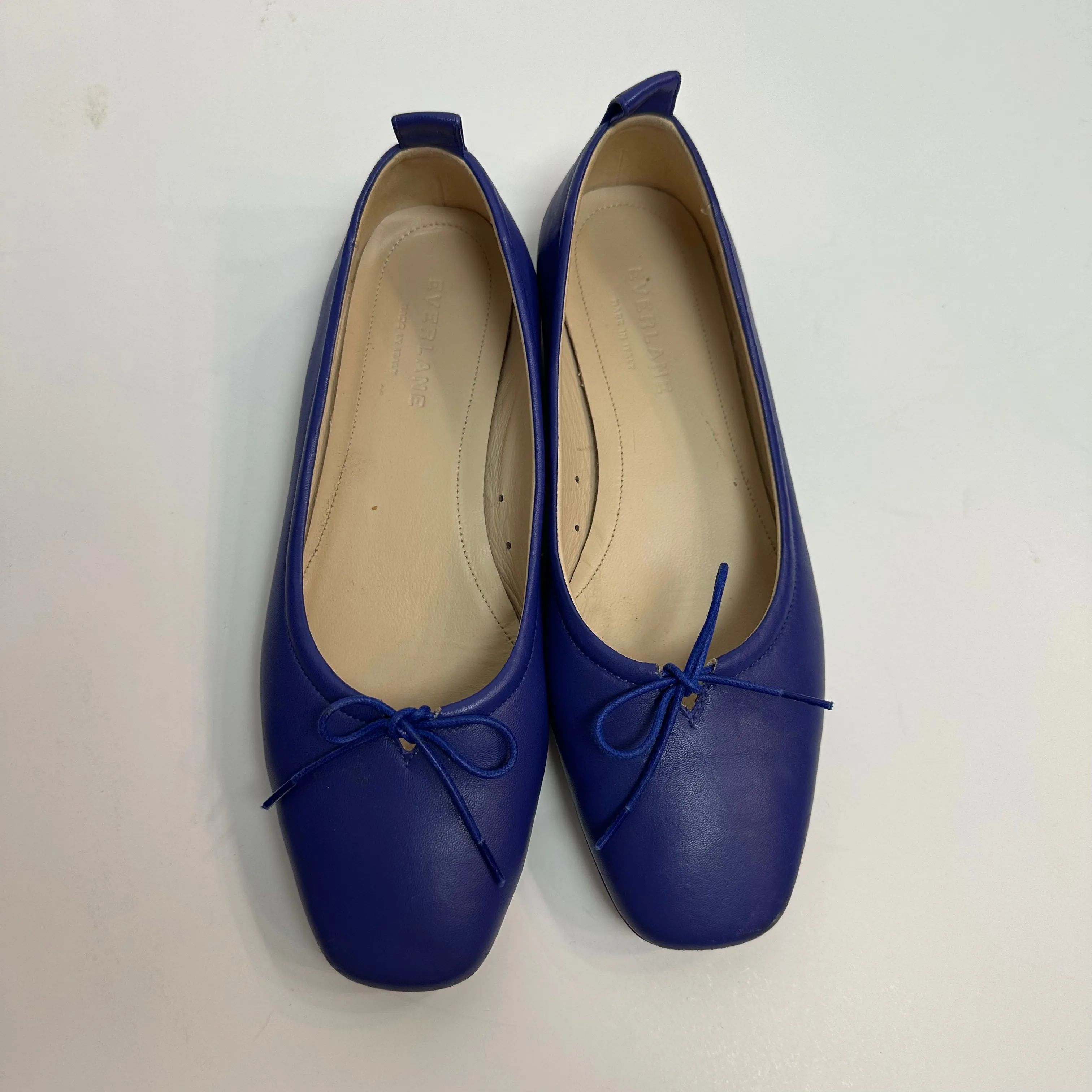 Everlane Day Ballet Flats Leather Bow Cobalt Royal Blue 6