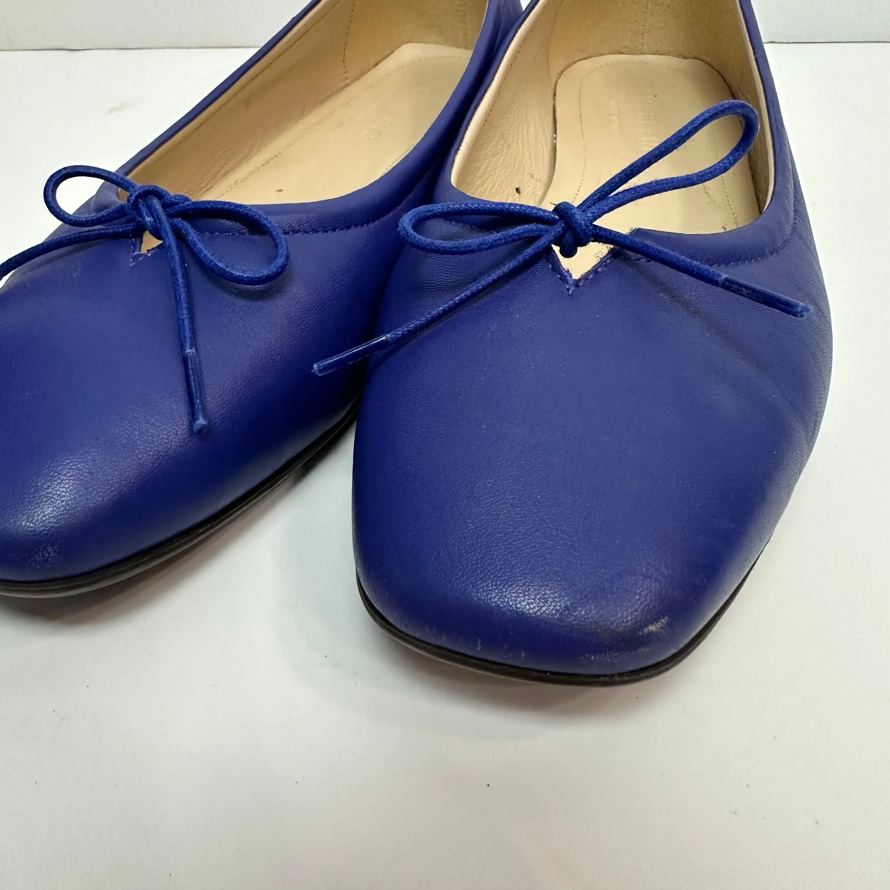 Everlane Day Ballet Flats Leather Bow Cobalt Royal Blue 6