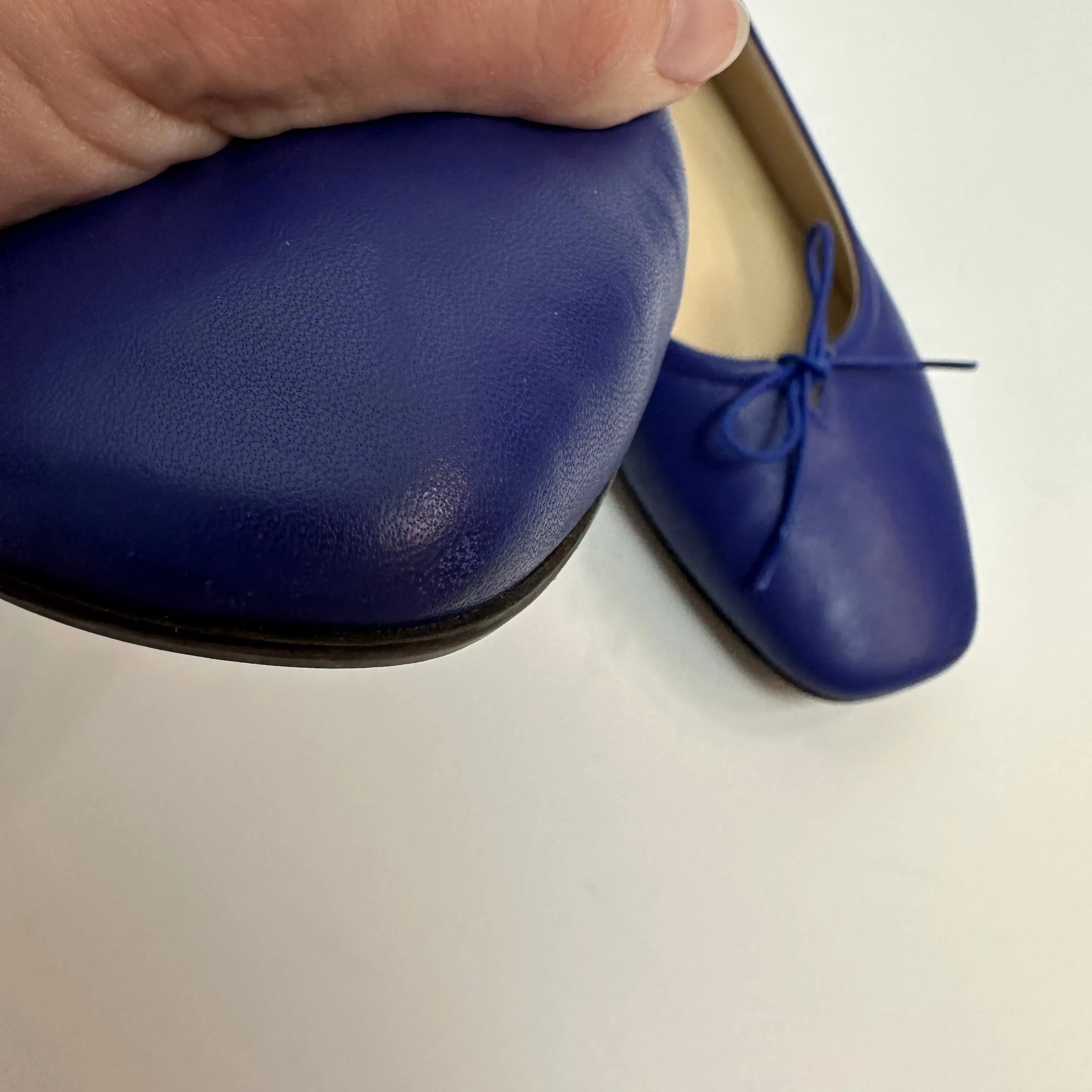 Everlane Day Ballet Flats Leather Bow Cobalt Royal Blue 6