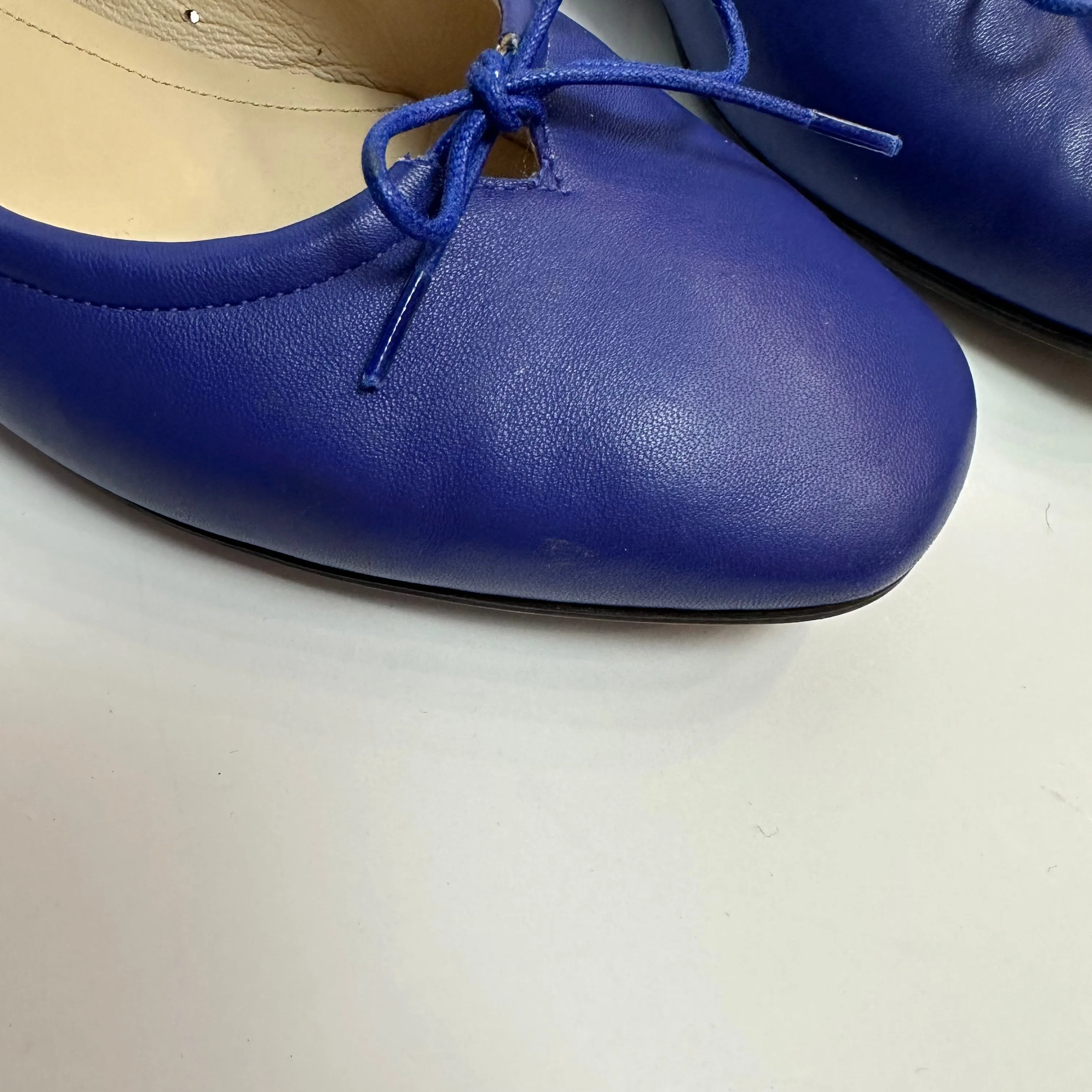 Everlane Day Ballet Flats Leather Bow Cobalt Royal Blue 6