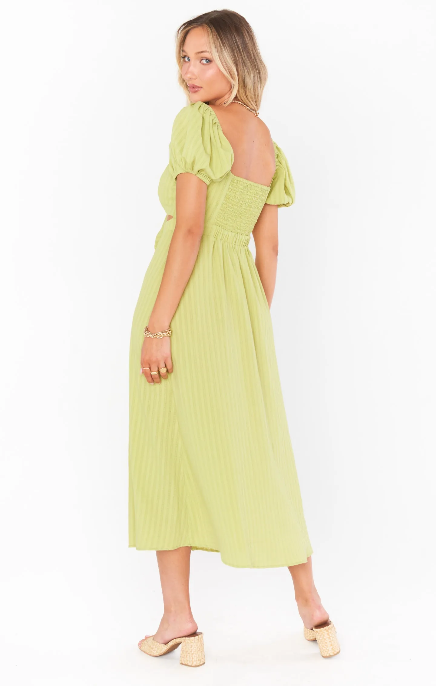 Gabrielle Tie Dress ~ Pear Green