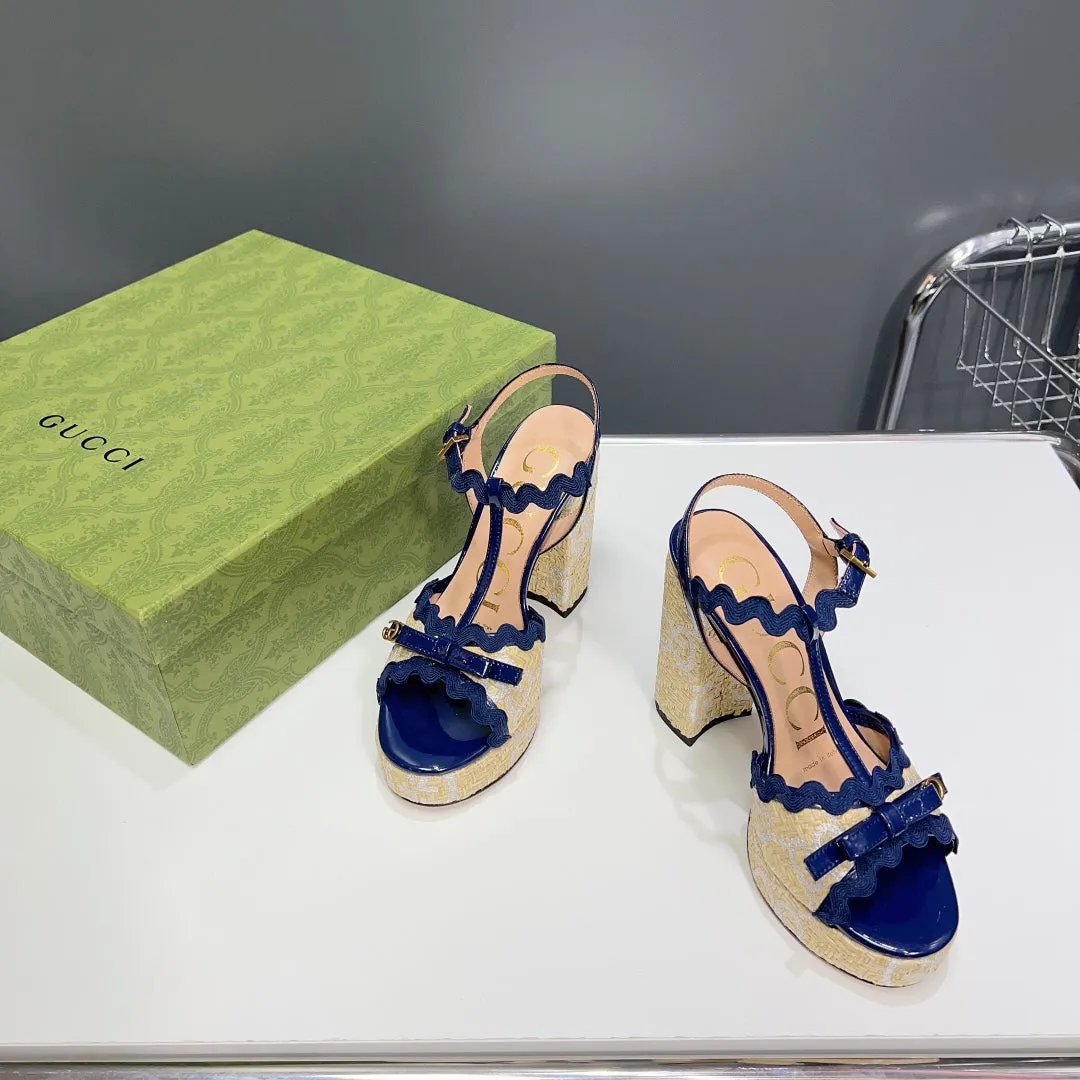 GG 105 HIGH HEEL SANDAL NAVY STRAW