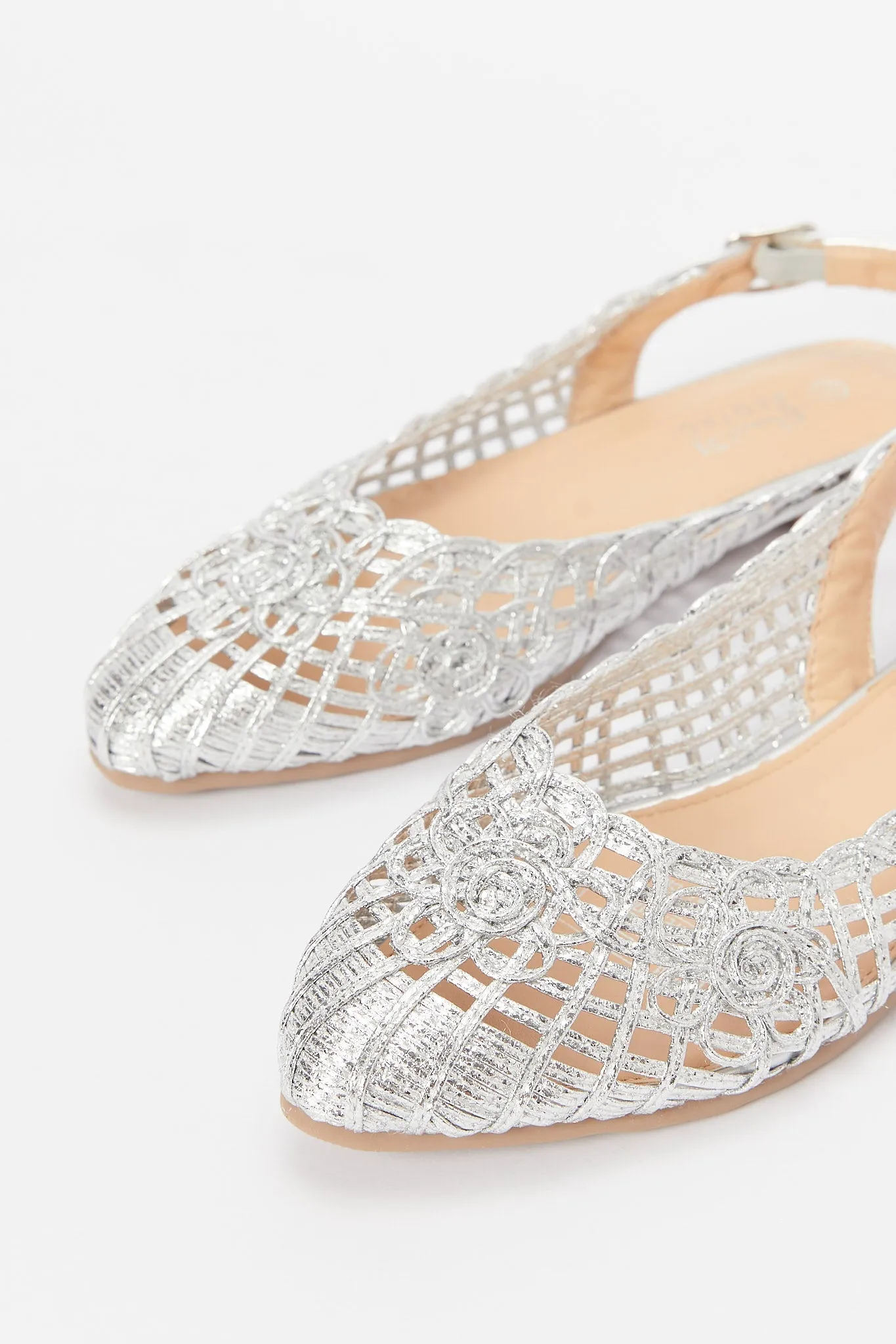 Girls Silver Woven Sandal