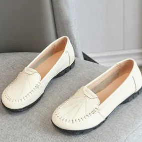 Hnzxzm 100% Genuine Leather Shoes Women Loafers Soft Comfortable Cow Leather Women Flats Brand Ladies Casual Shoes Plus Size 41 A4397