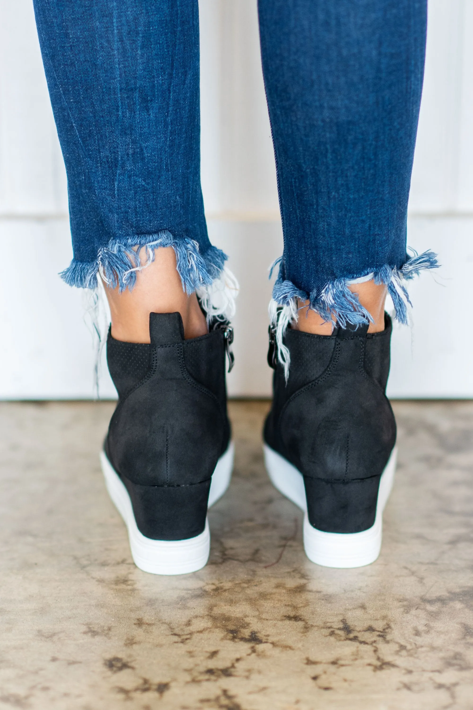 Known By All Black Wedge Sneakers