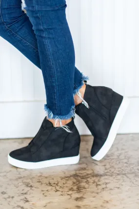 Known By All Black Wedge Sneakers