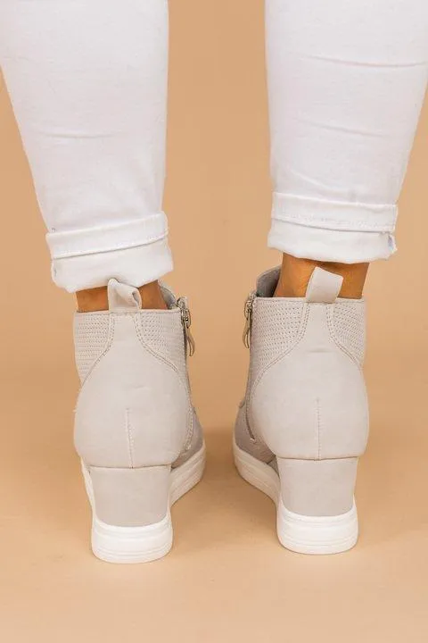 Known By All Light Gray Wedge Sneakers