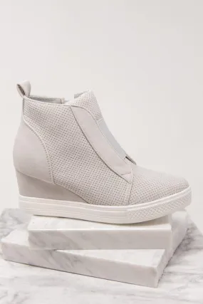 Known By All Light Gray Wedge Sneakers