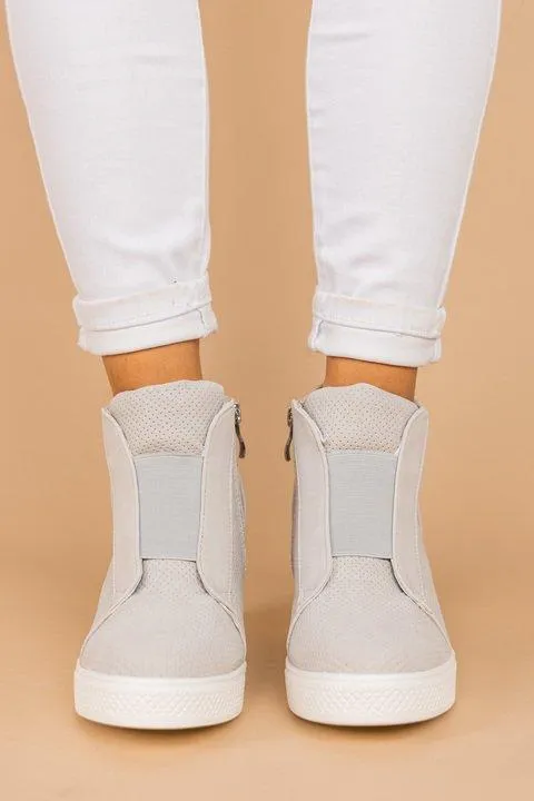 Known By All Light Gray Wedge Sneakers