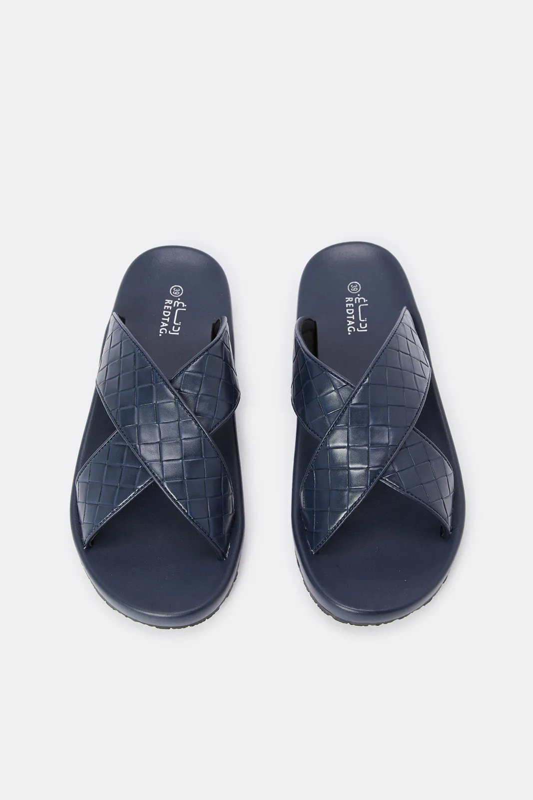 Men Navy Woven Slide