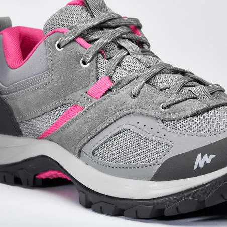 Mh100 - women's mountain hiking shoes - grey/pink