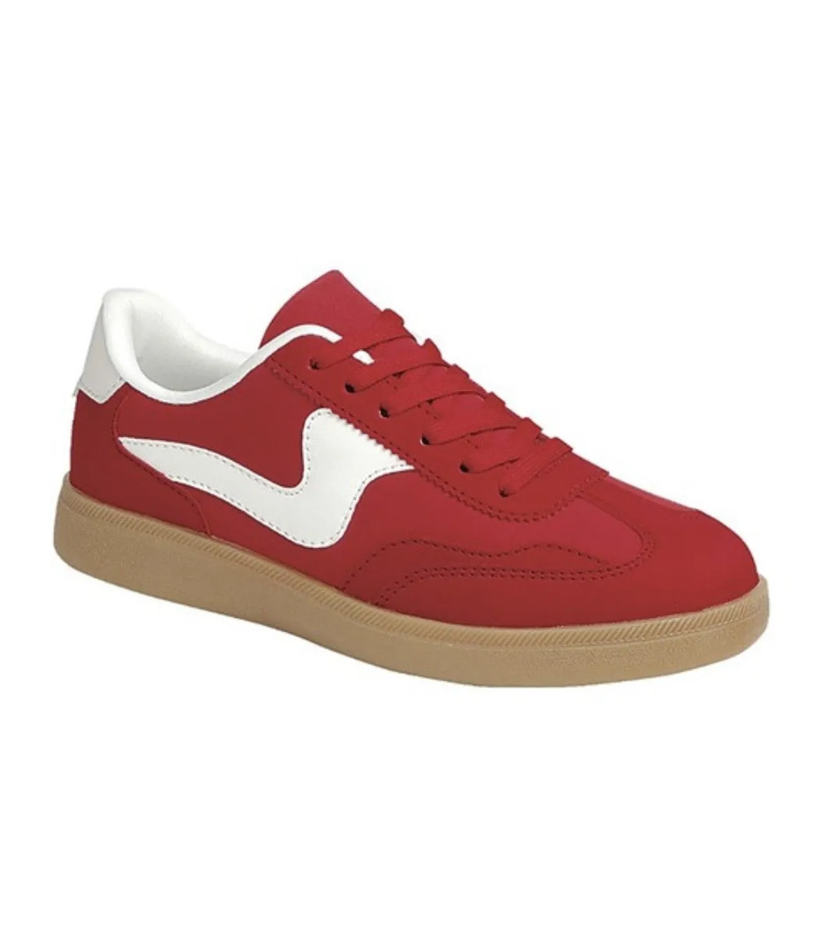 Raina Everyday Low Top Stripe Sneaker Shoes - Red