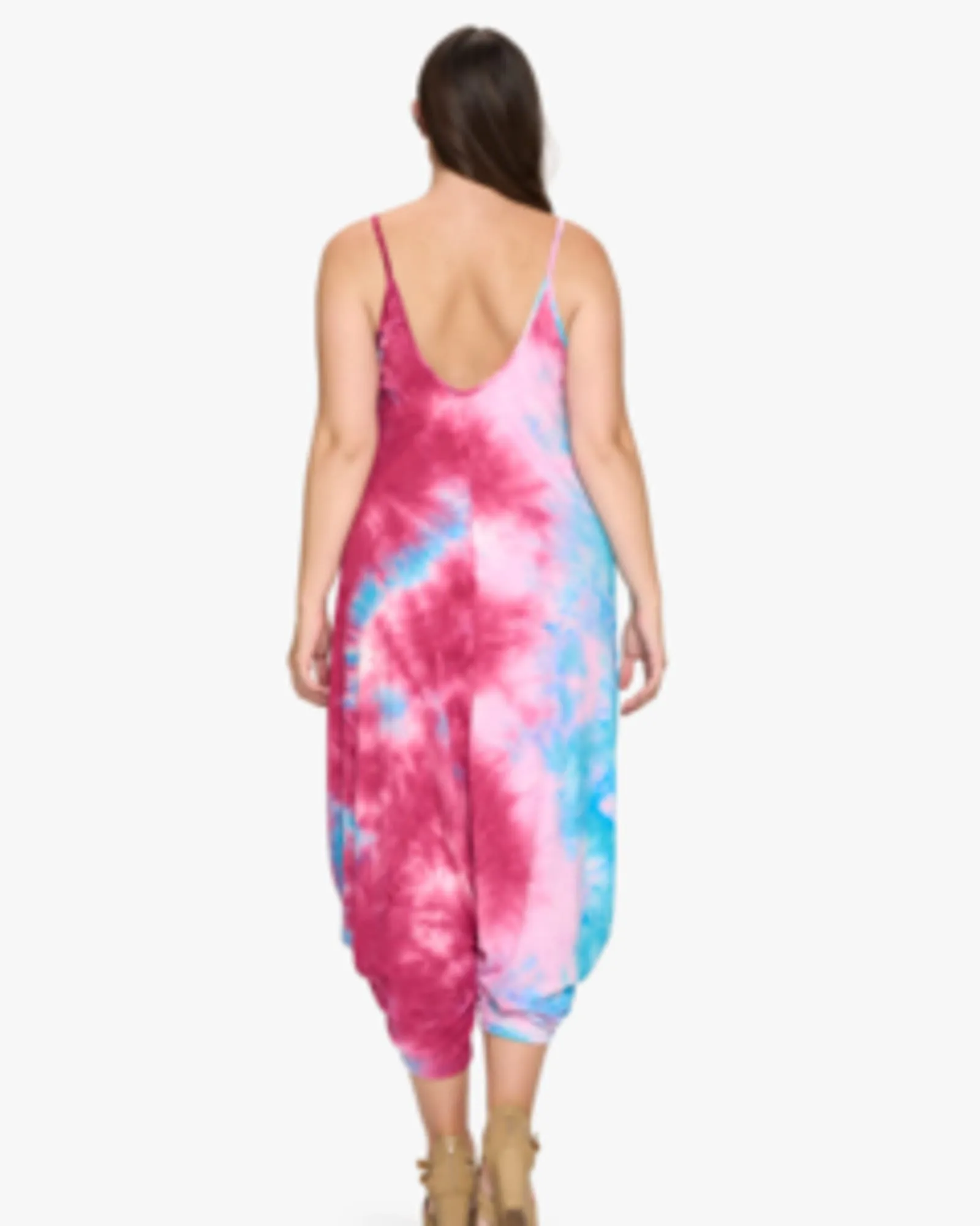 Tie Dye Harem Jumpsuit | Purple/Turquoise/Magenta TD