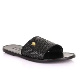 Versace Woven Leather Black Sandals