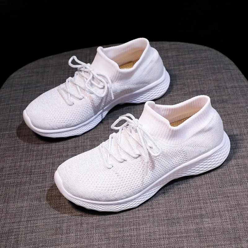 Women Shoes   Fashion Sneakers Spring Autumn Socks Shoes Comfort Female Casual Shoes Women Flats Tenis Feminino White Sneaker