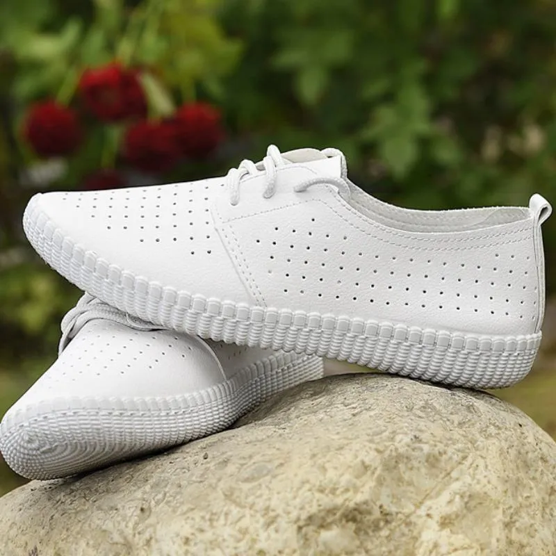 Women's Leather Breathable Flat Sneakers