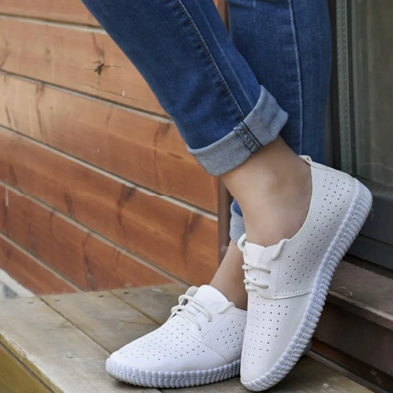 Women's Leather Breathable Flat Sneakers