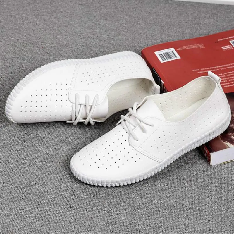 Women's Leather Breathable Flat Sneakers