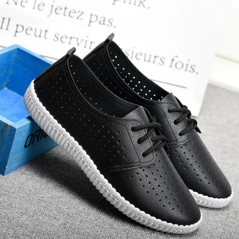 Women's Leather Breathable Flat Sneakers